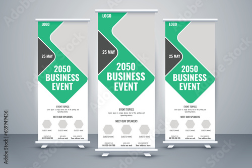 Corporate Roll Up Banner For Business, Modern And Creative X Banner Signage Standee Layout Template, Conference pull up banner design abstract Shaps