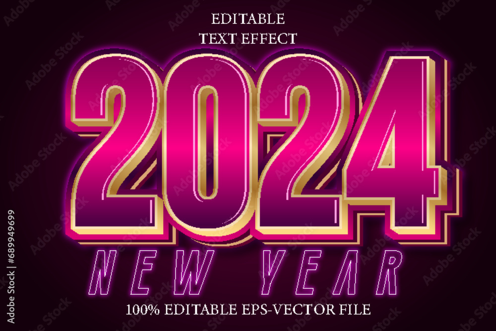 2024 New Year Editable Text Effect 3D Modern Style 2024 New Year Editable Text Effect 3D Modern Style