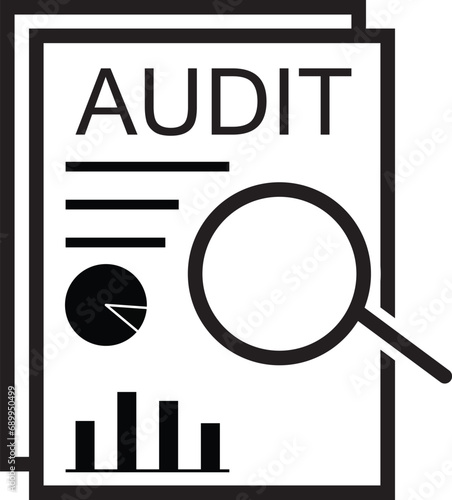 Audit icon. Auditor’s report sign. Accounting and bookkeeping symbol. Assurance service logo. Annual report and financial statements. flat style.