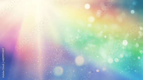 Abstract colorful bokeh background with sun rays and lens flare