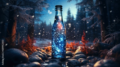Festive Minimalistic Champagne Bottle On Blue , Background HD, Illustrations