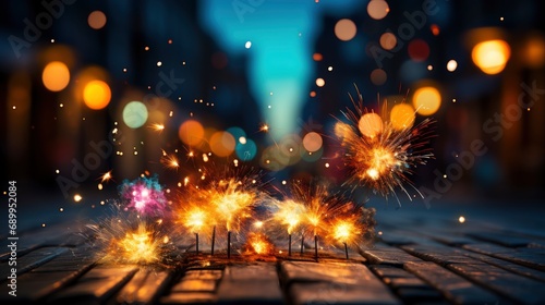 Fireworks Bright Red Against Blue Black   Background HD  Illustrations