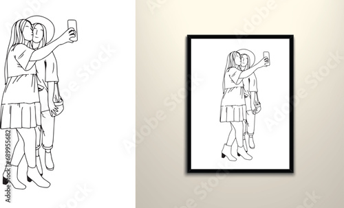 Two girls getting selfy photos 