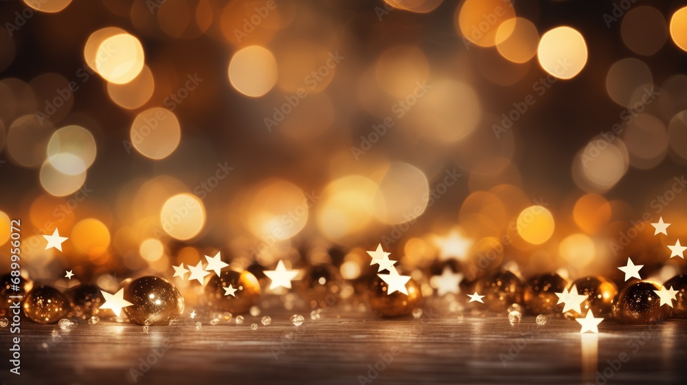 A spread of golden star confetti on a wooden surface, bathed in a sea of golden bokeh light, suggesting celebration and elegance. A spread of golden star confetti on a wooden surface, bathed in a sea of golden bokeh light, suggesting celebration and elegance.