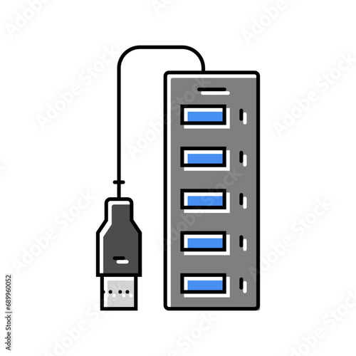 usb hub home office color icon vector. usb hub home office sign. isolated symbol illustration