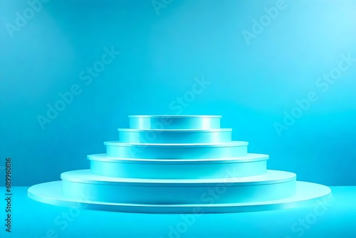 Backlit Podium on a Light Blue Backdrop