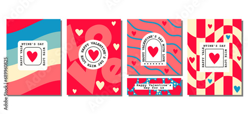 Happy Valentine's Day template for greeting card  fashion  commercial  banner, cover, social media. vector illustration