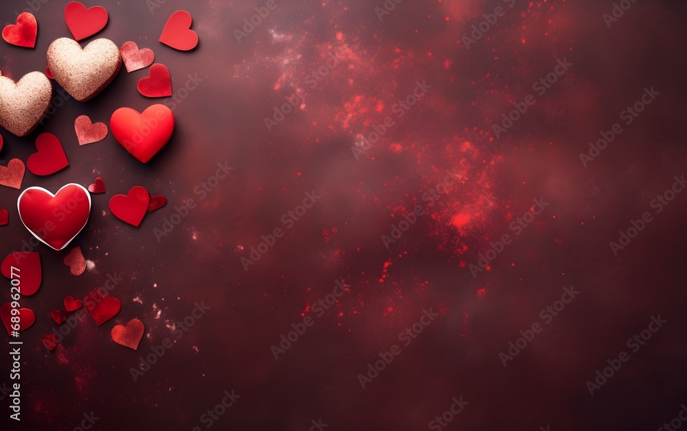 Red Hearts on Smokey Background with Ominous Vibe and Scattered Composition Red Hearts on Smokey Background with Ominous Vibe and Scattered Composition