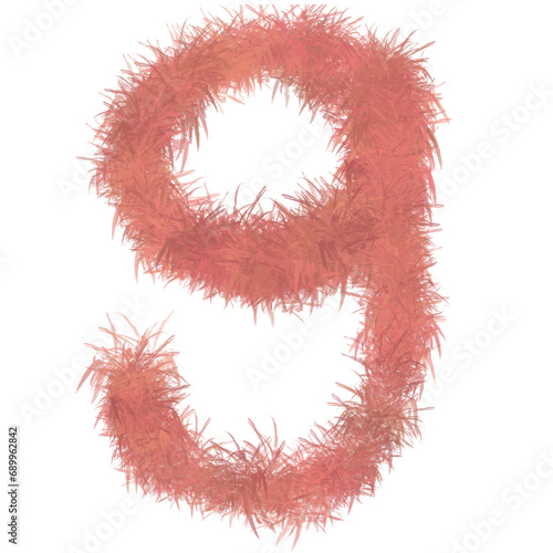Cute fluffy number elements  soft style letter number illustration