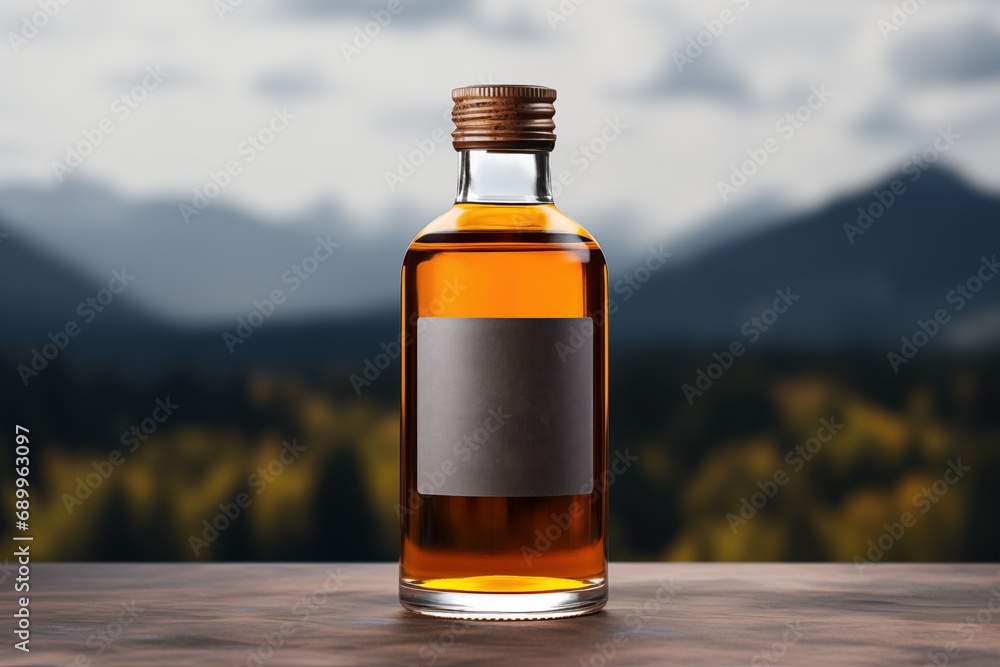 Mockup of a glass bottle in the style of studio photography