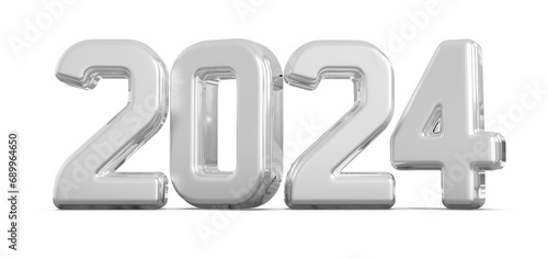 2024 New Year 3D Number Silver - Happy New Year