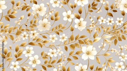 Gold floral seamless pattern background 