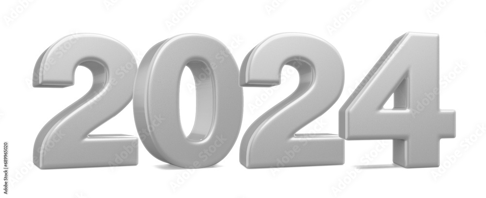 2024 New Year 3D Number Silver - Happy New Year 2024 New Year 3D Number Silver - Happy New Year