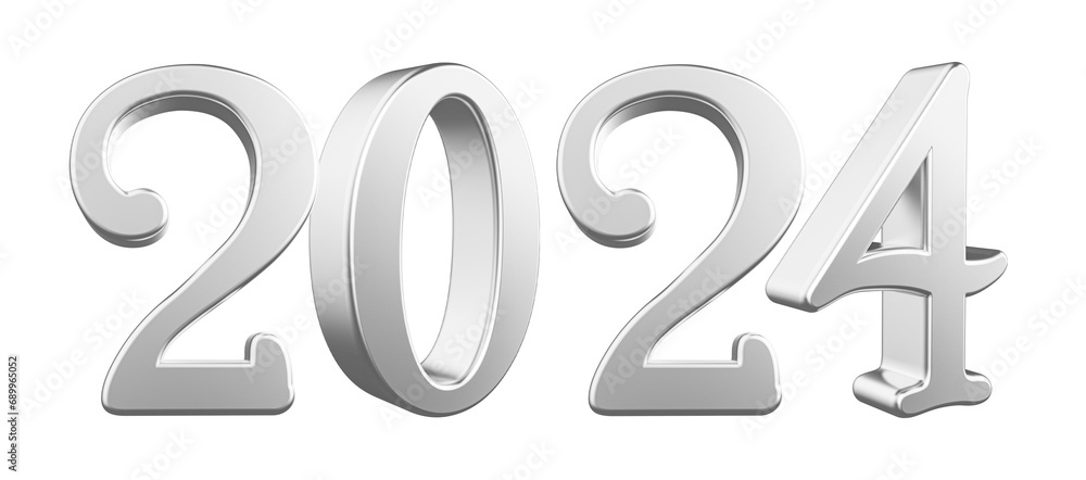 2024 New Year 3D Number Silver - Happy New Year 2024 New Year 3D Number Silver - Happy New Year