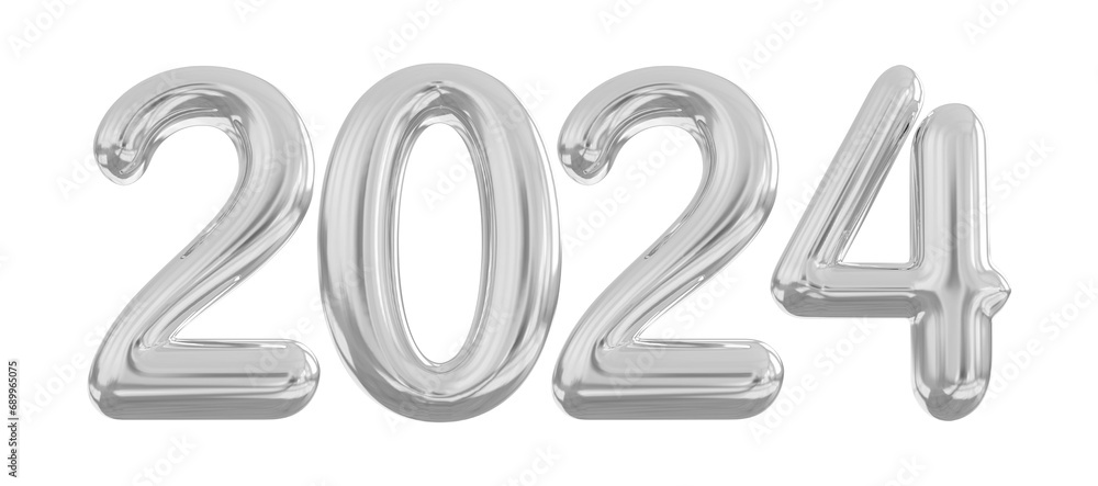 2024 New Year 3D Number Silver - Happy New Year 2024 New Year 3D Number Silver - Happy New Year