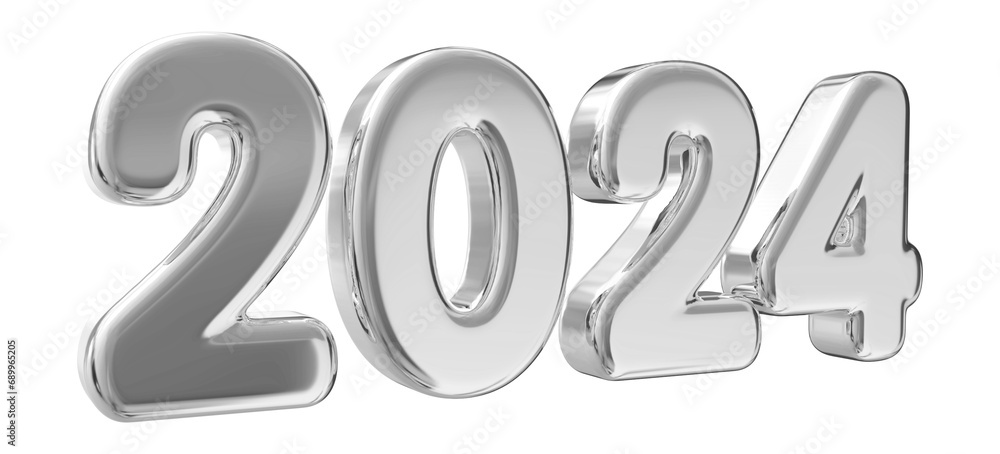 2024 New Year 3D Number Silver - Happy New Year 2024 New Year 3D Number Silver - Happy New Year
