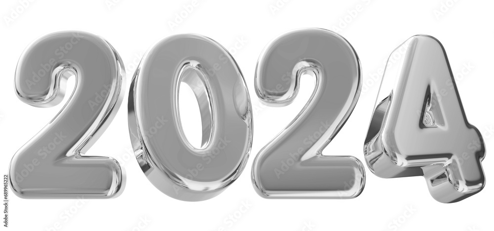 2024 New Year 3D Number Silver - Happy New Year 2024 New Year 3D Number Silver - Happy New Year