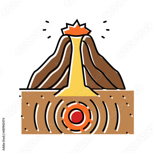 volcanic earthquake disaster color icon vector. volcanic earthquake disaster sign. isolated symbol illustration