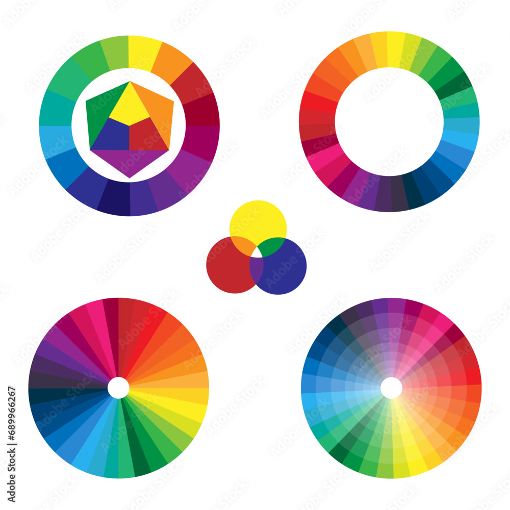 Different color wheels. Vector illustration. EPS 10. - obrazy, fototapety, plakaty 