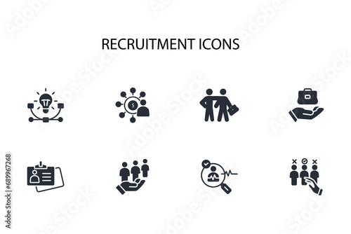 Recruitment icon set.vector.Editable stroke.linear style sign for use web design,logo.Symbol illustration.