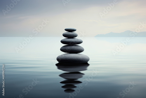 Zen stones in water  peaceful and calm