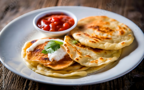 Capture the essence of Pupusas in a mouthwatering food photography shot Generative AI