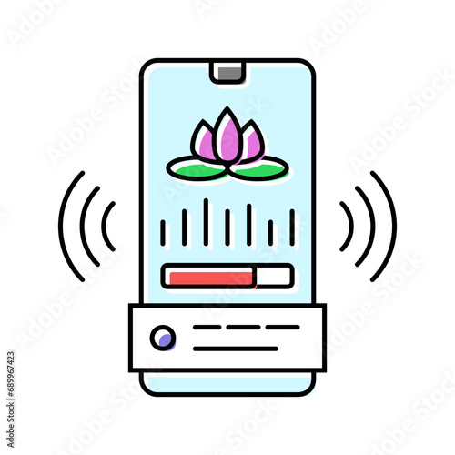 app online yoga relax color icon vector. app online yoga relax sign. isolated symbol illustration