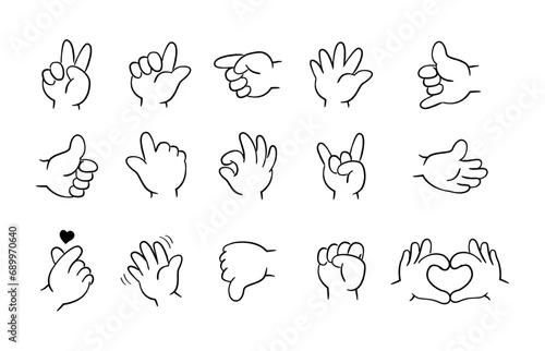 Set of flat cute baby hand sign icon isolated on white background. Collection of different hand gestures. Vector illustration. © CheowKeong