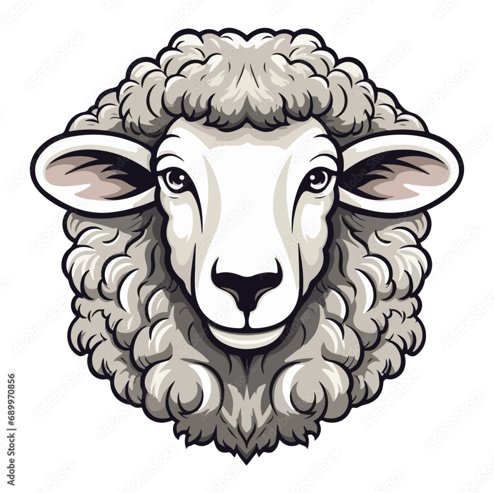 Sheep Portrait Sticker, Sheep mascot logo illustration, Sheep character, generative ai Sheep Portrait Sticker, Sheep mascot logo illustration, Sheep character, generative ai