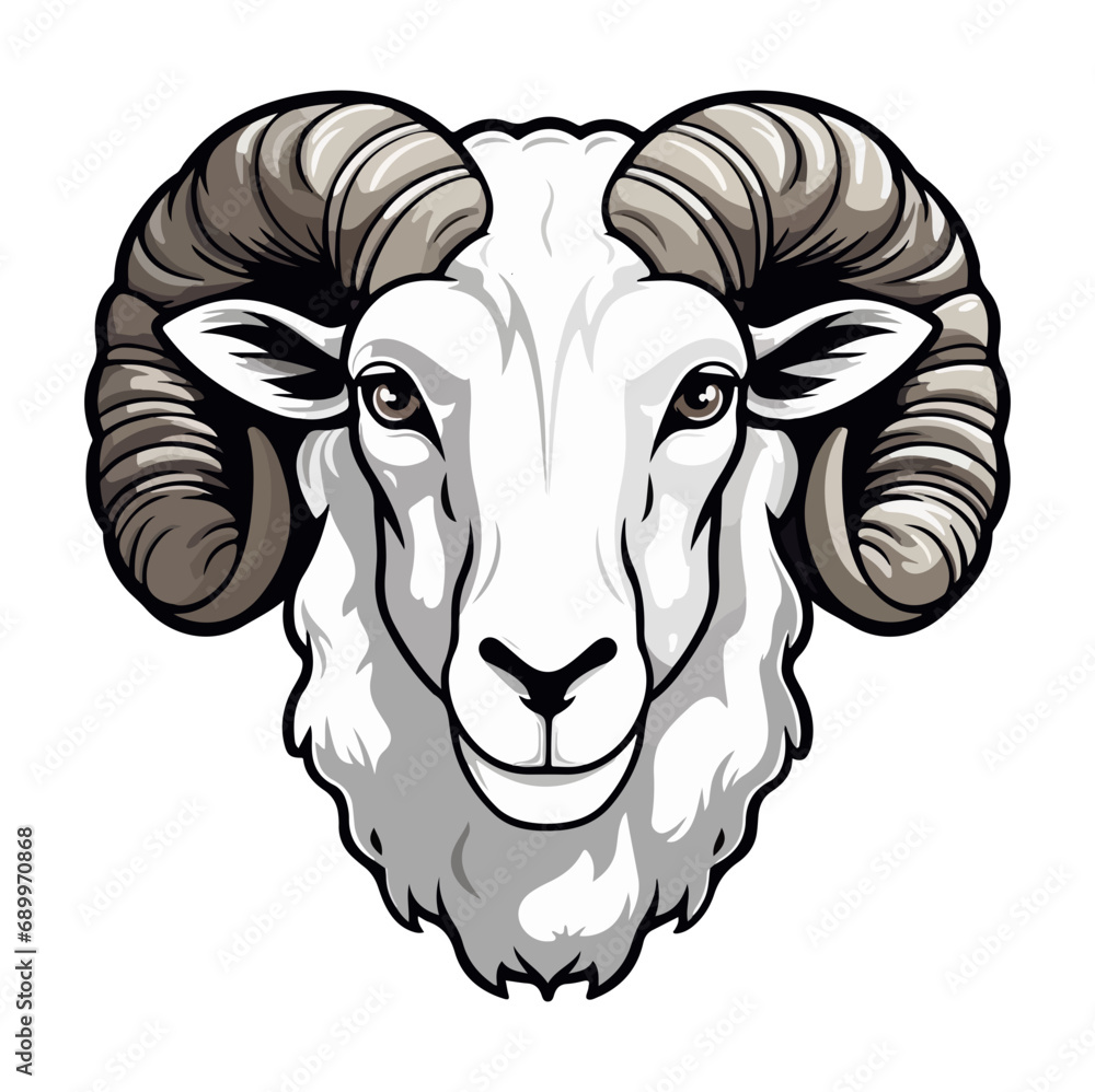 Sheep Portrait Sticker, Sheep mascot logo illustration, Sheep character, generative ai Sheep Portrait Sticker, Sheep mascot logo illustration, Sheep character, generative ai
