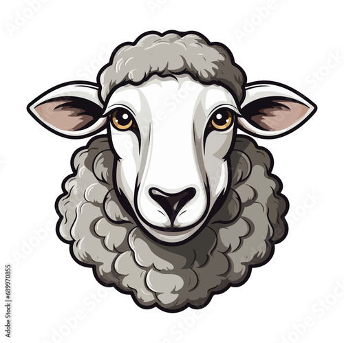 Sheep Portrait Sticker, Sheep mascot logo illustration, Sheep character, generative ai