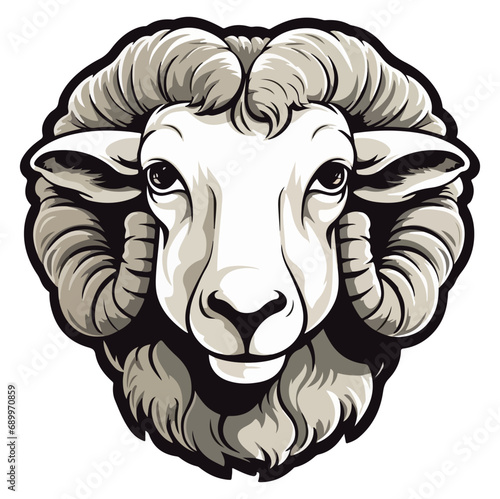 Sheep Portrait Sticker, Sheep mascot logo illustration, Sheep character, generative ai