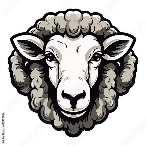 Sheep Portrait Sticker, Sheep mascot logo illustration, Sheep character, generative ai