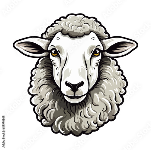 Sheep Portrait Sticker, Sheep mascot logo illustration, Sheep character, generative ai