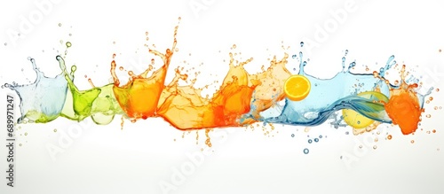 Splashes of juice or water isolated on white background.