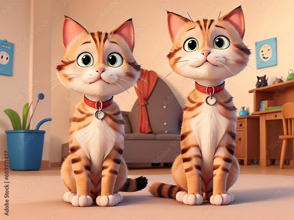 two cats sitting on the floor in a room two cats sitting on the floor in a room