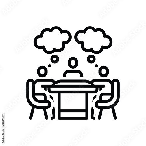 Black line icon for brain storm 