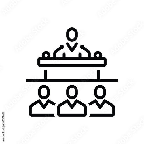 Black line icon for conference 