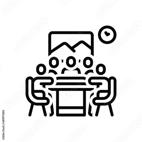 Black line icon for meeting 