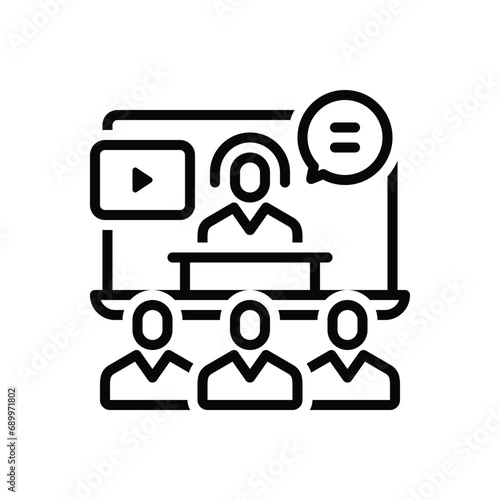 Black line icon for webinar 