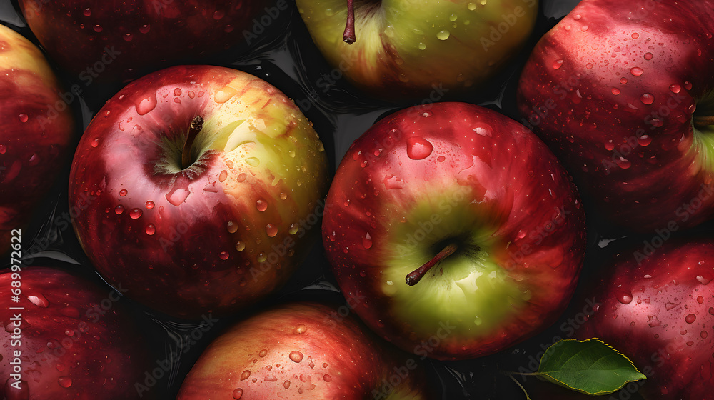 Mcintosh Apples, red apples, realistic, seamless background, macro, generative ai Mcintosh Apples, red apples, realistic, seamless background, macro, generative ai