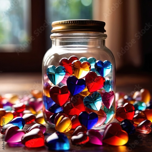 Glass full of jary, showing collection of love and romance