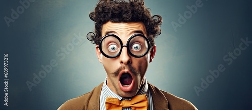 Surprised man wearing a monocle. photo