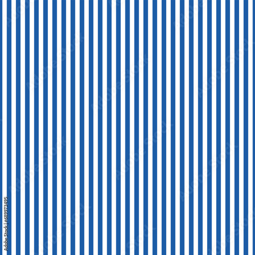 Striped background with vertical straight blue and white stripes. Seamless and repeating pattern. Editable vector illustration.