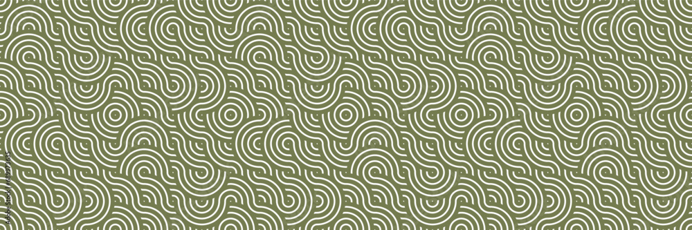 Green Wave Seamless Pattern - Abstract Line Art for Modern Wallpaper, Paper, Fabric, and Graphic Design