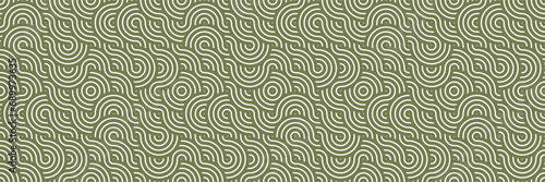 Green Wave Seamless Pattern - Abstract Line Art for Modern Wallpaper, Paper, Fabric, and Graphic Design