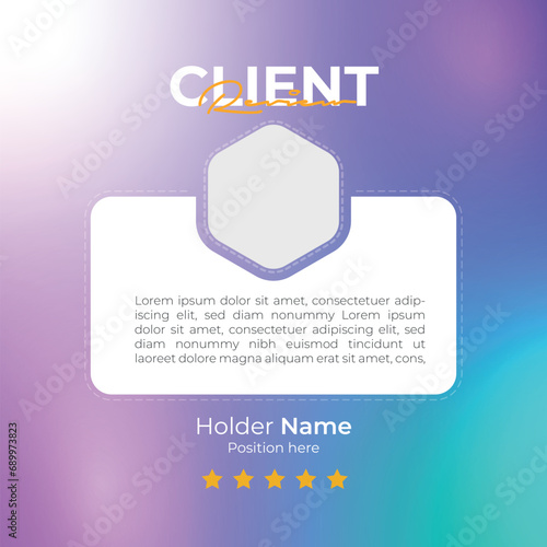 Vector testimonial or client feedback review template with Starmark