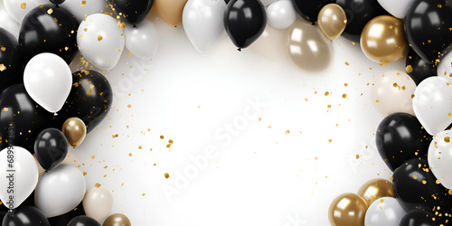  Luxury balloons on a white background in black and white color balloon  with golden confetti  sparkles  on white background for party decorations white and black theme Elevate Your Party Decorations 