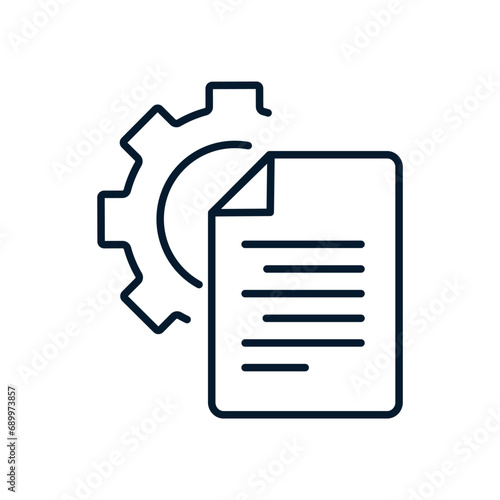 Concept of technical data, document processing process. vector icon isolated on white background.