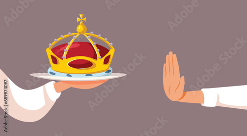 Person Refusing Royal Crown and Title Vector Concept Illustration Design. Royal heir refusing noble title during coronation
